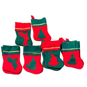 **Bundle** of 15 Small Festive Red and Green Christmas Stockings